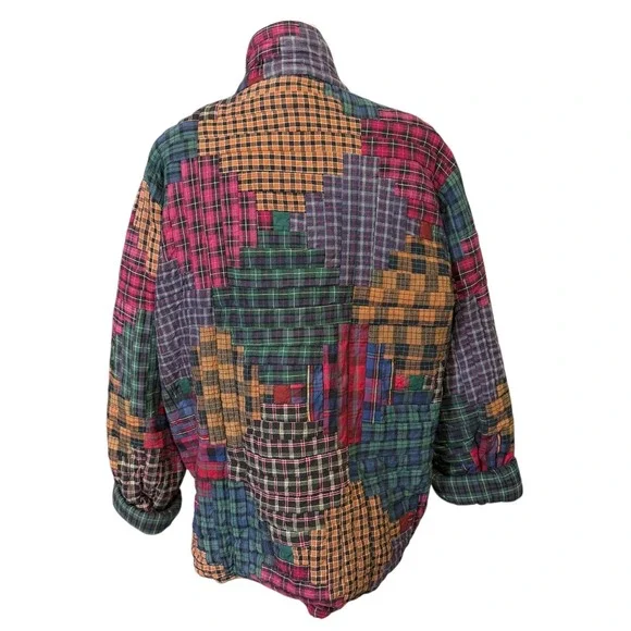 Patch Magic Quilted Plaid Insulated Reversible Button Up Jacket Women's MED - Picture 2 of 14